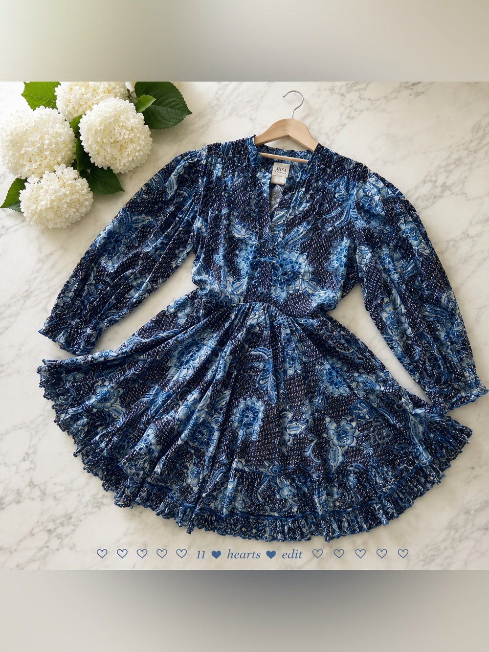 MISA Los Angeles Nolan Blue Sunflowers Floral Mini Dress NWT Small